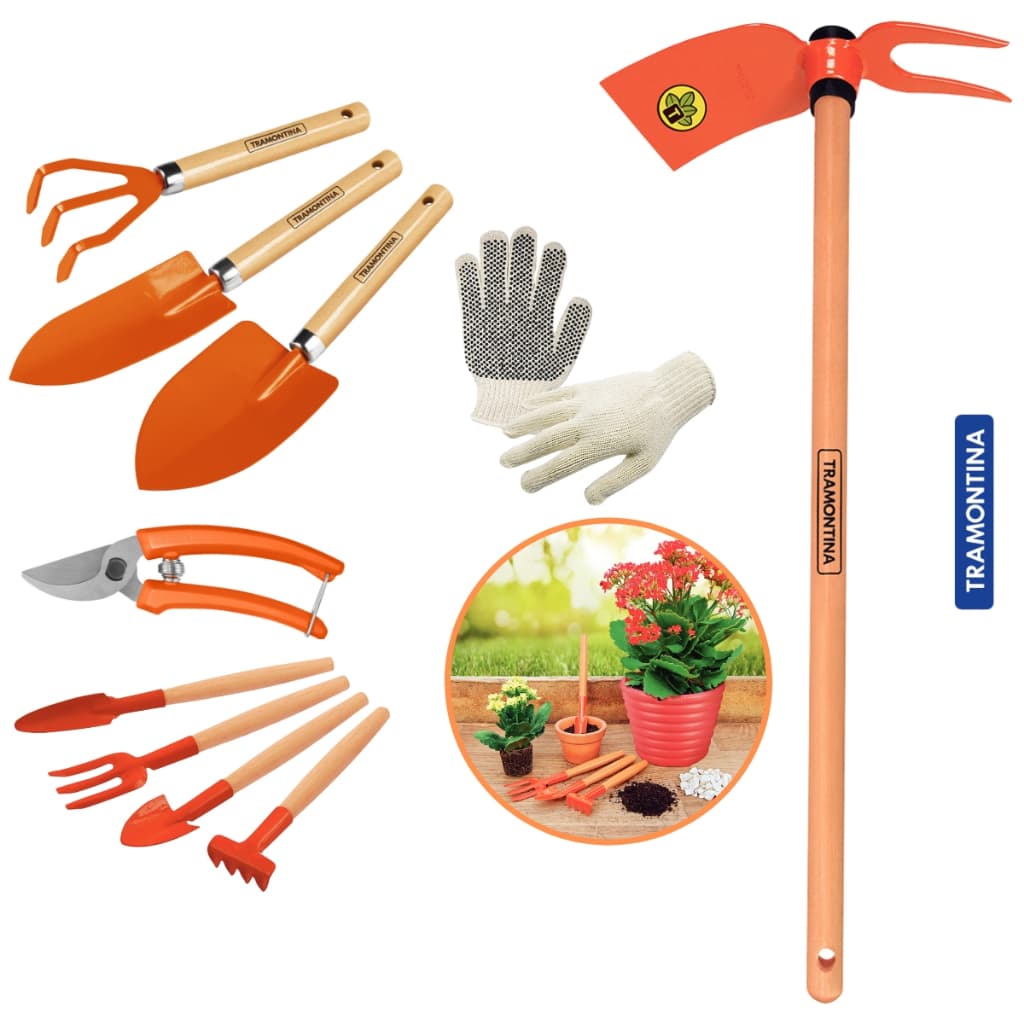 Kit 9 Peças Jardinagem Tramontina Conservação do Seu Jardim+ Luva