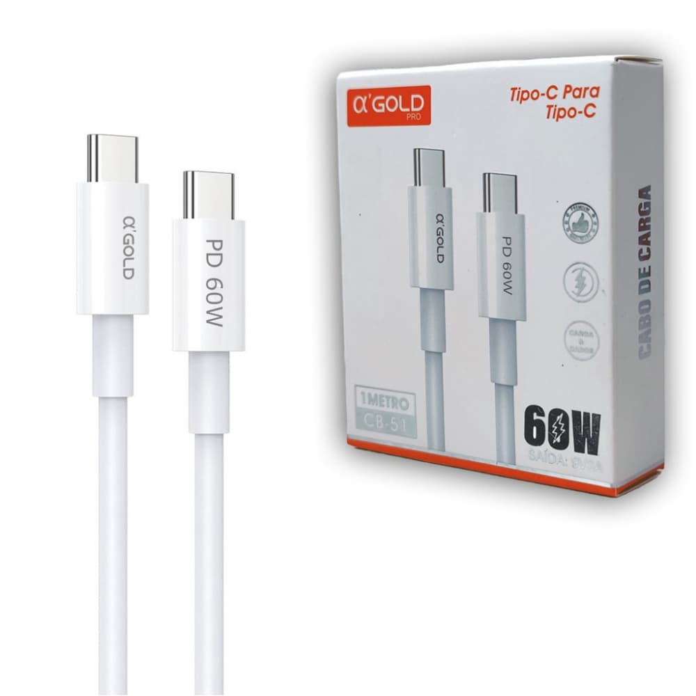 Cabo Carregador Tipo C Para Tipo C 1M Para Iphone 15 / 15 Plus / 15 Pro / 15 Pro Max