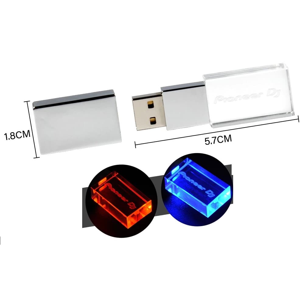 Pen Drive 64gb Cristal Diodo Pioneer Dj Usb 2.0 + Estojo