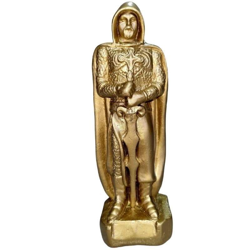 Imagem Exú do Ouro - Chama Dinheiro - Dourado Metálico Umbanda Candomblé Gesso 20cm Lançamento