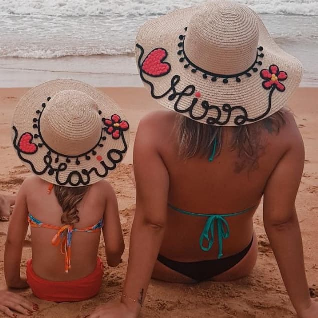 Chapéu de Praia e Piscina Mâe e Filha Personalizados