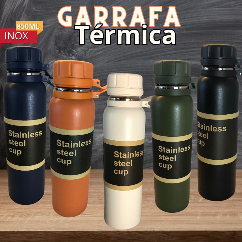 Garrafa Térmica Aço Inoxidável Isolada A Vácuo Antivazamento Academia Camping Trilha 850ml