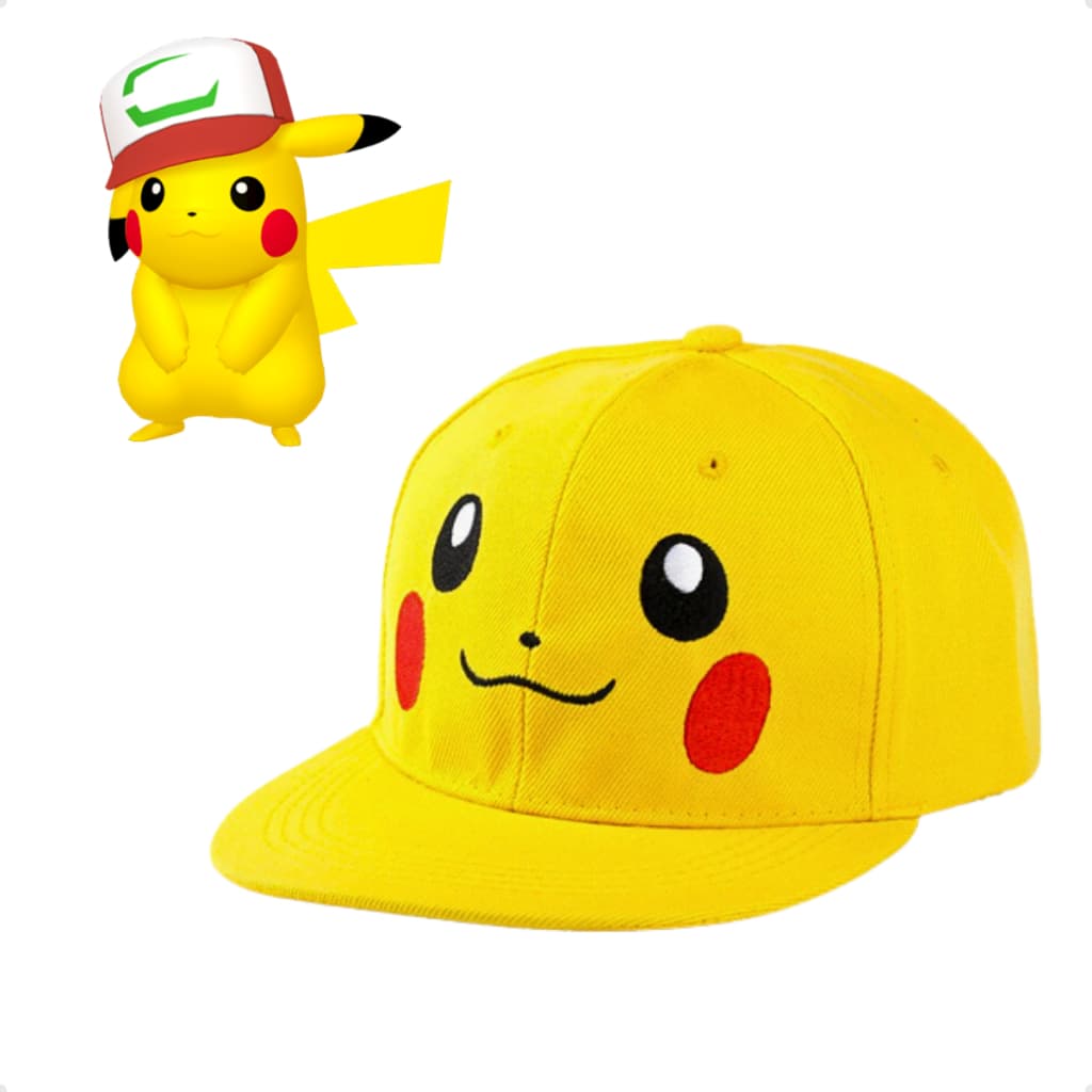 Boné Chapéu Infantil Ajustavel Bordado Confortavel Amarelo Criança Pikachu Pokemon