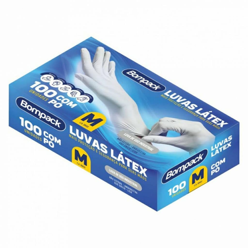 Luvas Látex com pó não estéril (não uso médico)