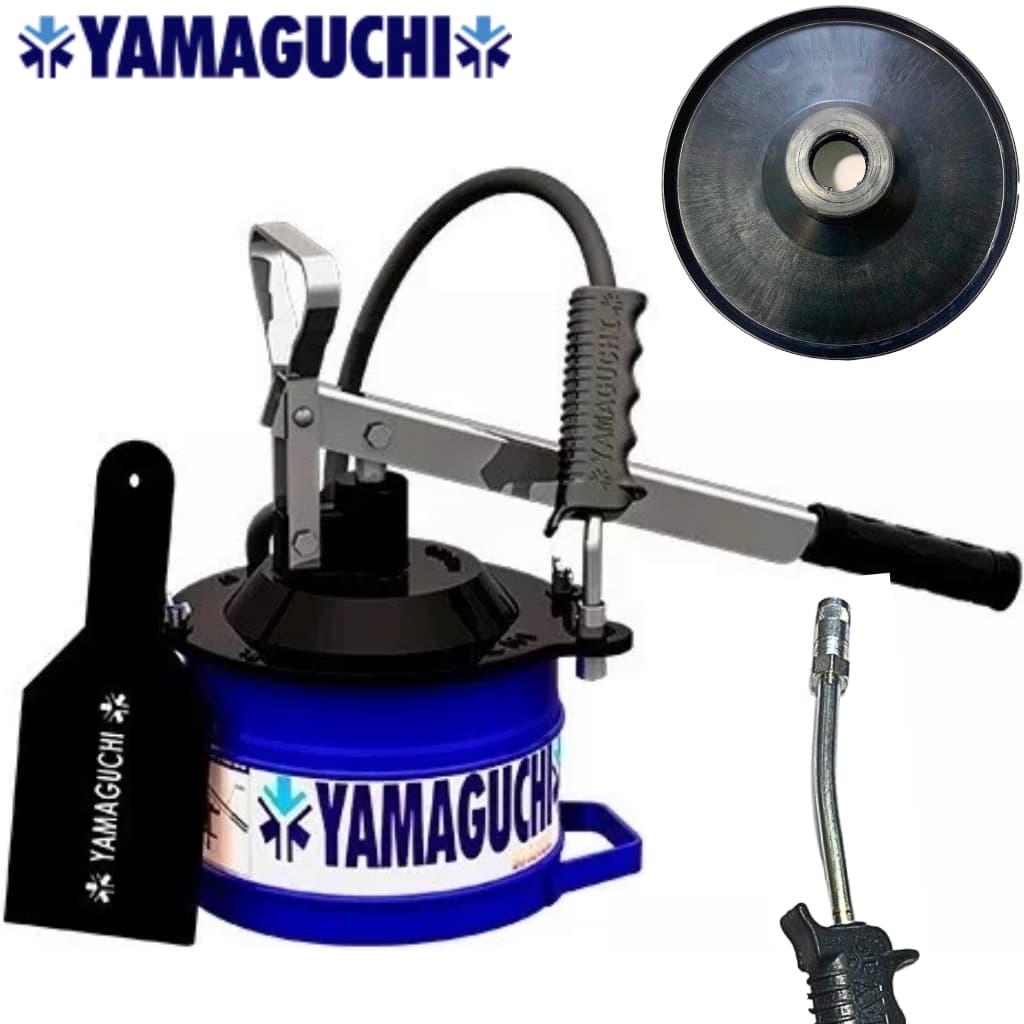 Bomba De Graxa Manual Yamaguchi 2kg C/ Disco Raspador E Manopla Engraxadeira 212 Profissional Agro Oficina