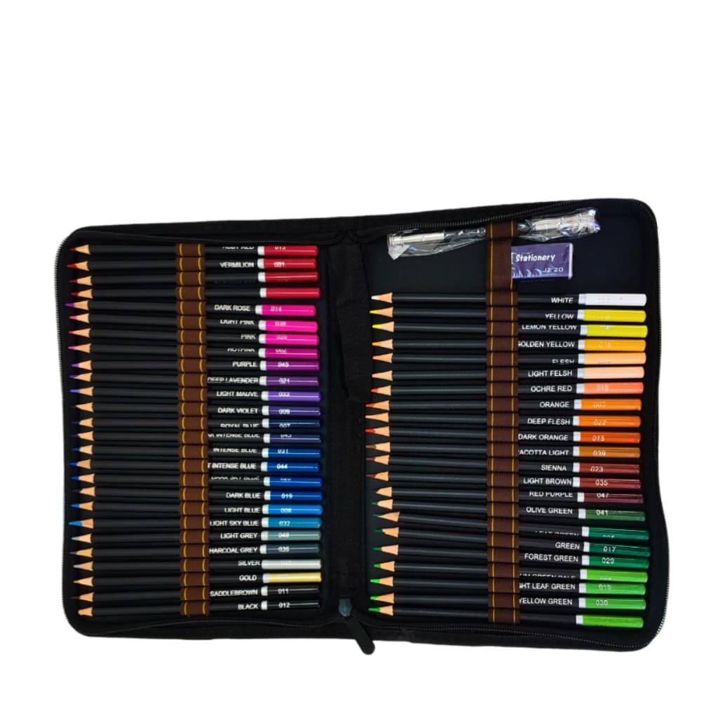Kit De Estojo 51 Pçs Desenho Lápis Profissional Pintura Arte