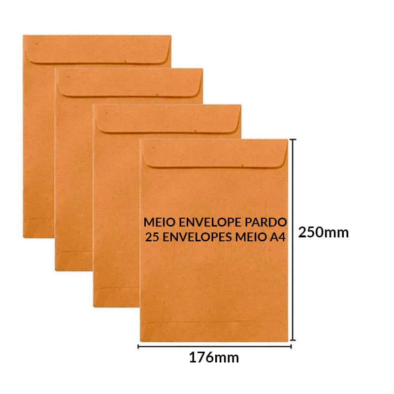 Envelope Saco Kraft MEIO A4 176X250mm 25 unidades