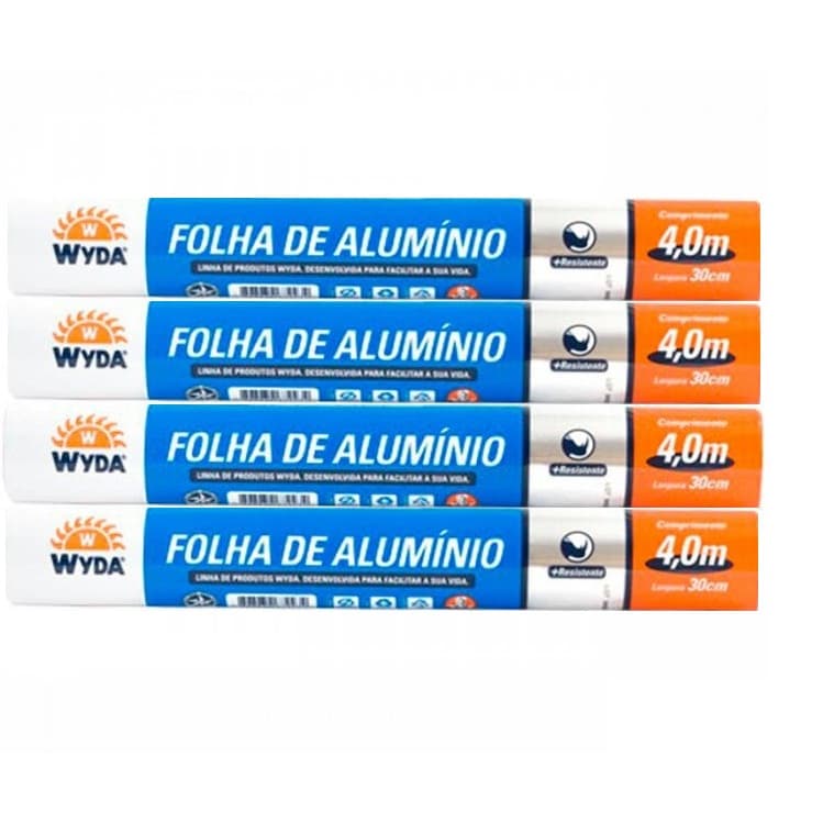 KIT COM 4 PAPEL ALUMÍNIO WYDA 30CMx4METROS
