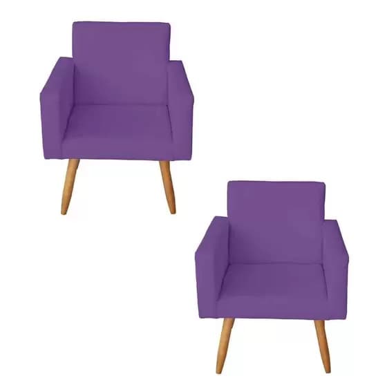 KIt 2 Poltronas Nina Roxo Quarto Cozinha Sala