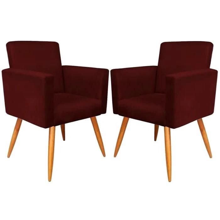 Kit 2 Poltrona Nina Suede Bordo Decorar