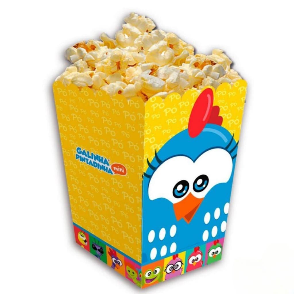 8 Caixa Pipoqueira Para Festa Tema Galinha Pintadinha Mini - Festcolor