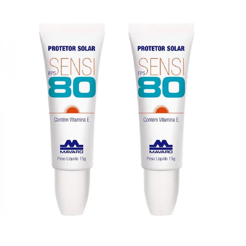 Kit 2 Protetor Solar Labial Sensi FPS 80 Bisnaga de 15g Promoção - Mavaro