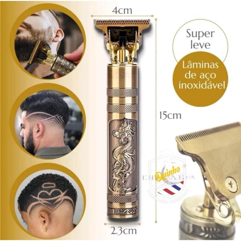 Máquina De Cortar Cabelo Para Barba Masculina Designer Elétrico Profissional Modelo Dragão