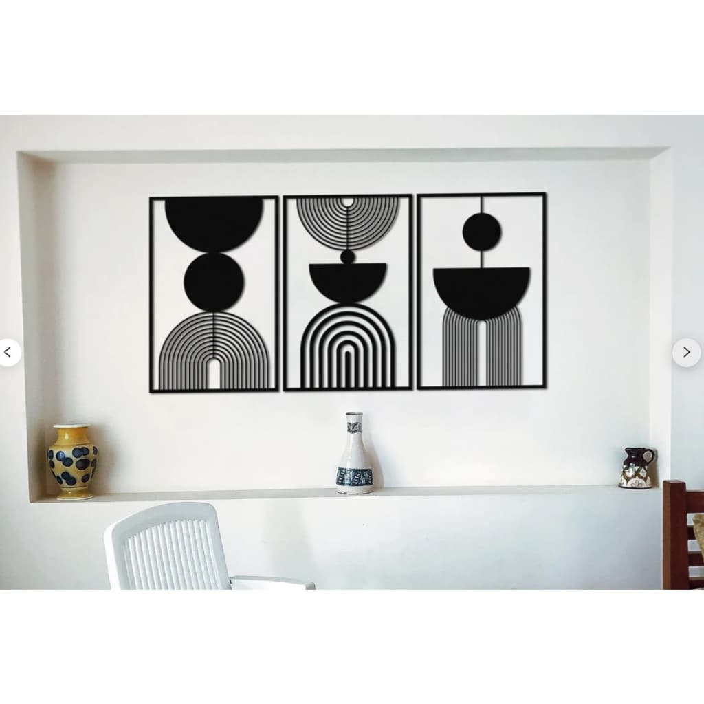 Conjunto de 3 Arte de Parede Moderna Quadros decorativos Decoração Geométrica Abstrata Estilo Boho