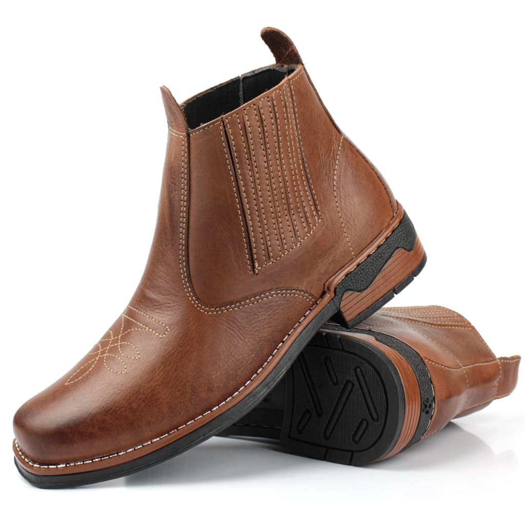 Botina mateira masculina rodeio country texana de ziper ou elástico cano médio