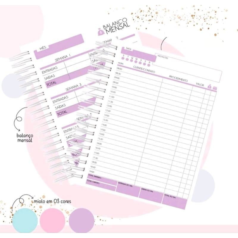 Kit 3 miolos de agendamento agenda permanente A5
