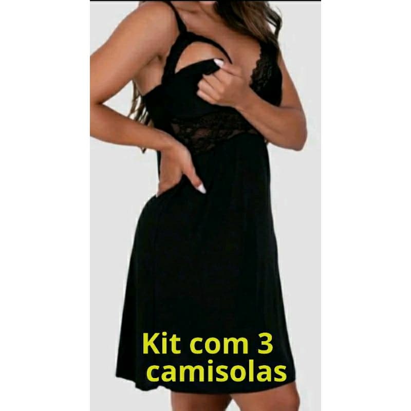 kit com 3 - Camisola amamentação pós parto saída de maternidade gestante grávida amamentar dar de mama recém nascido gestação