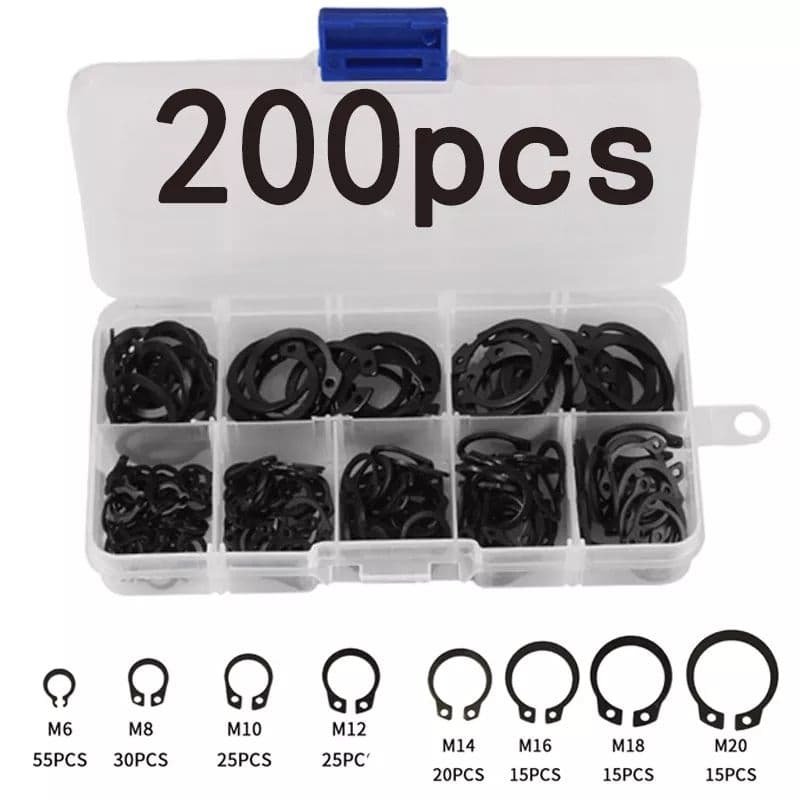 Anel Elastico Externo Eixo Clip C Kit 200 Peças, Hobby Diy