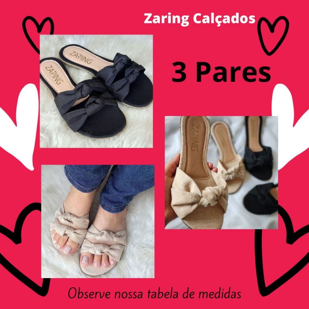 Kit 03 pares de Rasteira básica para o dia a dia
