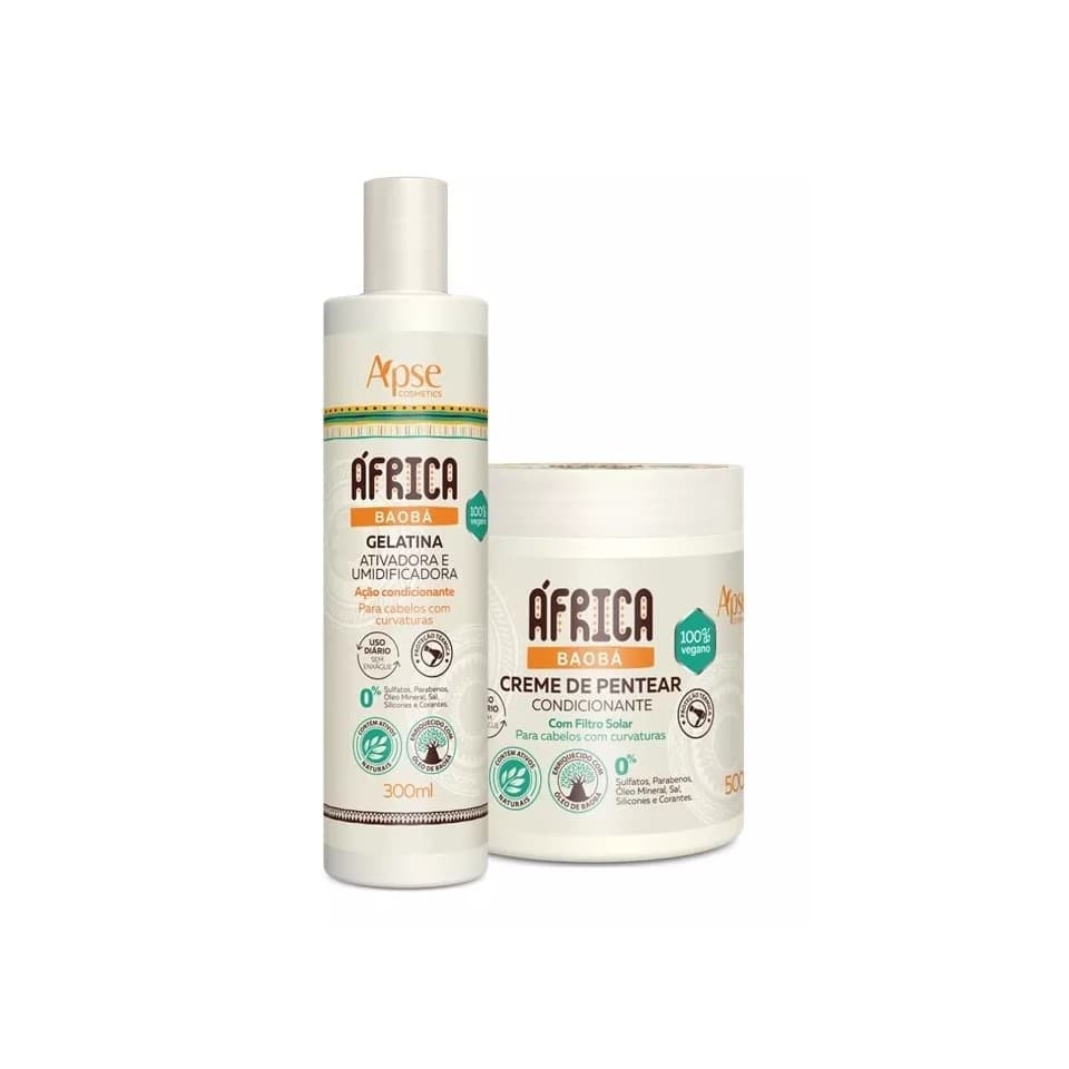 Kit Creme De Pentear 500g E Gelatina 300ml Baobá África Apse