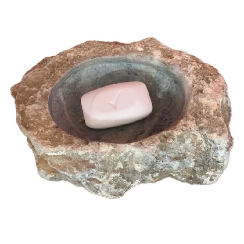 saboneteira de pedra rústica