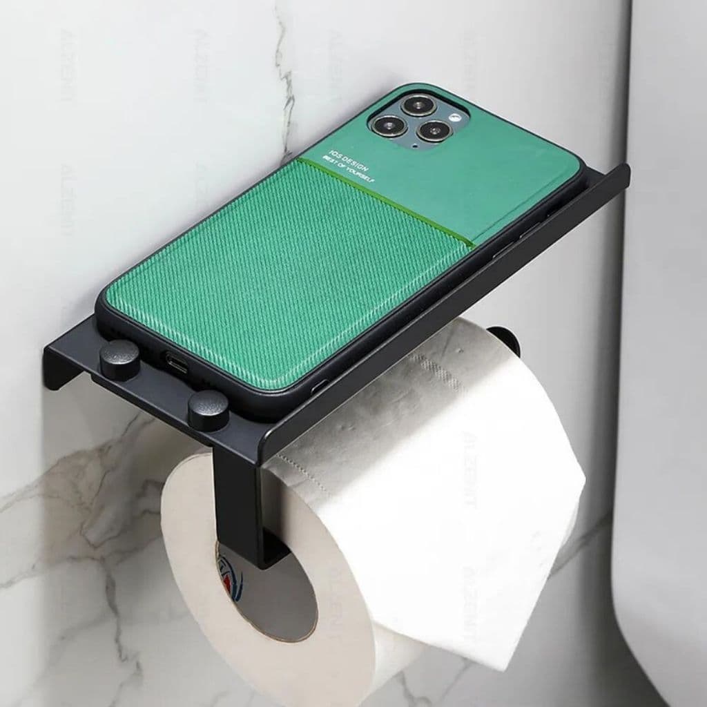 Porta Papel Higiênico Organizador Adesivo Sem Furos Prateleira Banheiro Alumínio Qualidade Premium