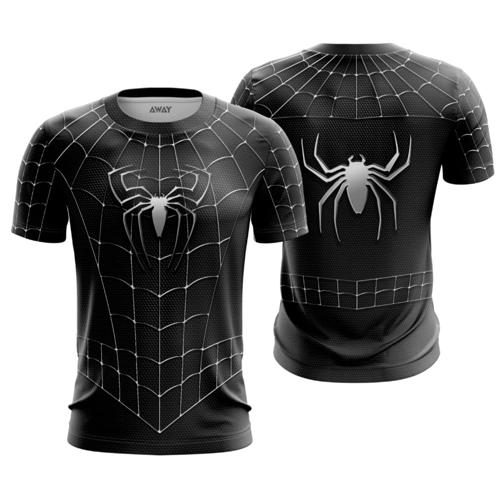 Camisa Camiseta Dryfit Premium  Super Heróis  Homem Aranha Traje 3D black preto Adulto Infantil