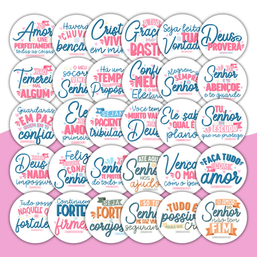 Kit 100 Adesivos Frases Bíblicas Salmos Versículos Bíblicos Embalagem Cliente Lembrancinha