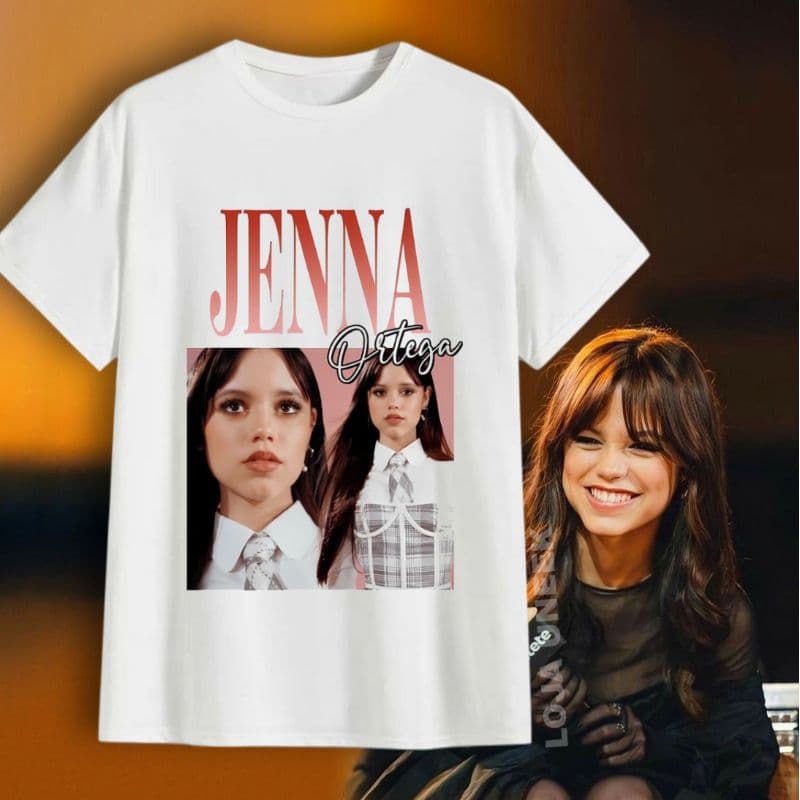 Camiseta Jenna Ortega OldSchool Unissex e Babylook 100% Poliéster