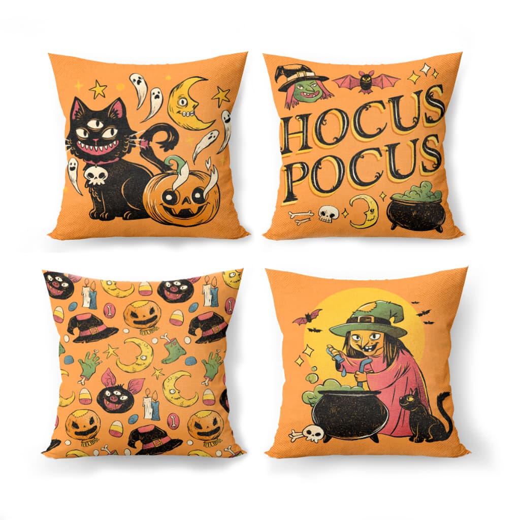 Halloween kit com 4 Capas de Almofadas
