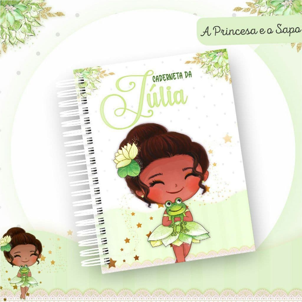 Caderneta de Vacina A Princesa e o Sapo  Personalizada C/ Nome - Capa dura