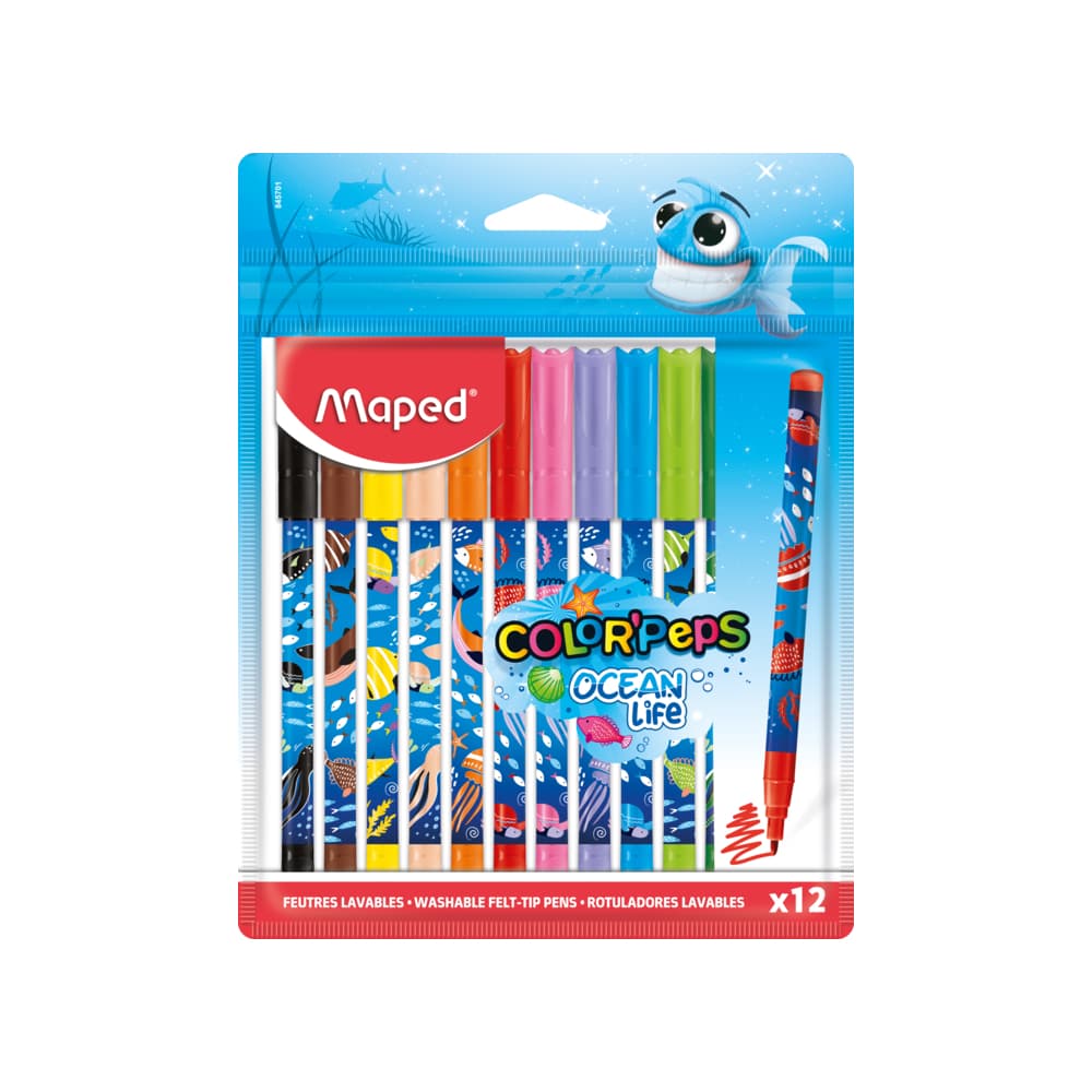 Canetinha Hidrográfica Color'Peps Ocean Decorada 12 Cores MAPED REF 845701