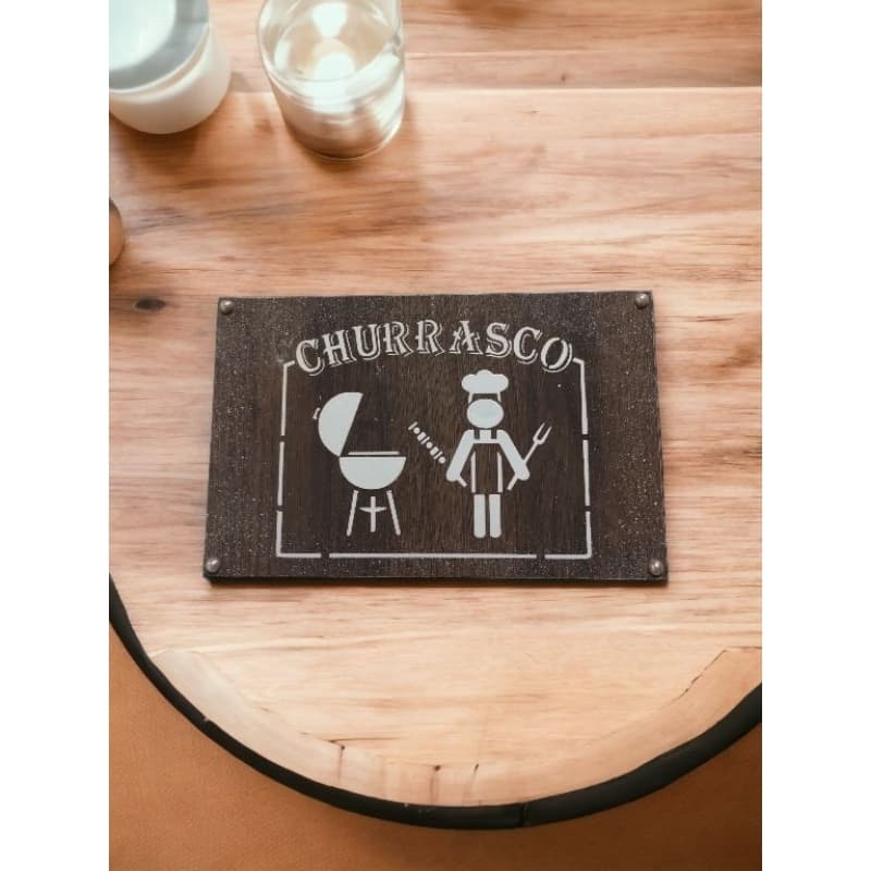 Placa decorativa para área da churrasqueira
