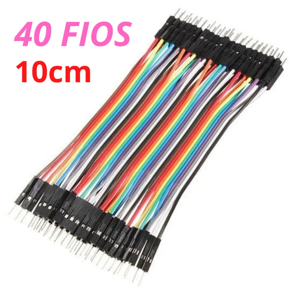 Cabo jumper protoboard (40 fios) 10cm M-M, macho fio conexão elétrica 40 pinos, arduino, raspbery pi