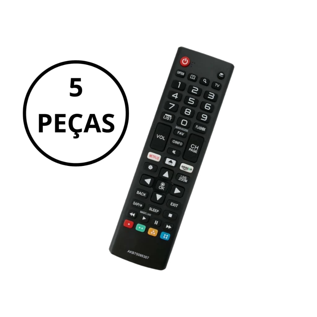 KIT 5 CONTROLE REMOTO PARA TV LG Smart Netflix Prime Pronta Entrega