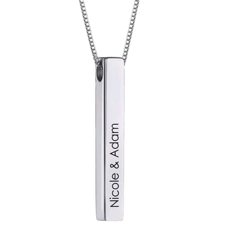 Colar Corrente Com pingente Aço Inoxidavel Personalizado Com Nomes ou Datas Cor Prata Masculino Feminino
