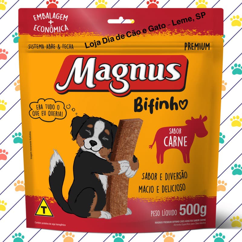 Bifinho Petisco Magnus 500g sabor Carne - Petisco para cachorros Pet