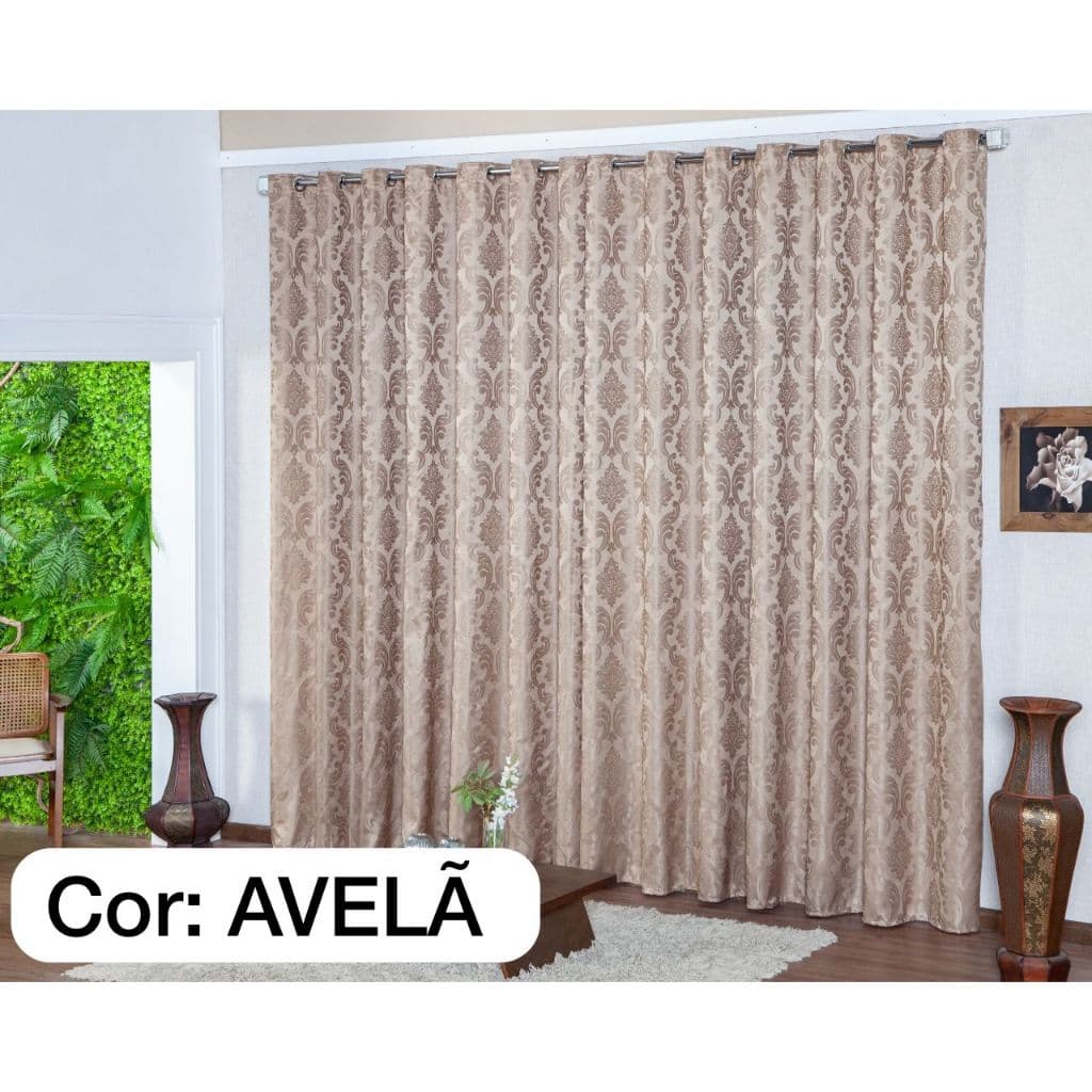 Cortina Jacquard Sala E Quarto 3.00 X 2.70mts Varão Simples 28mm