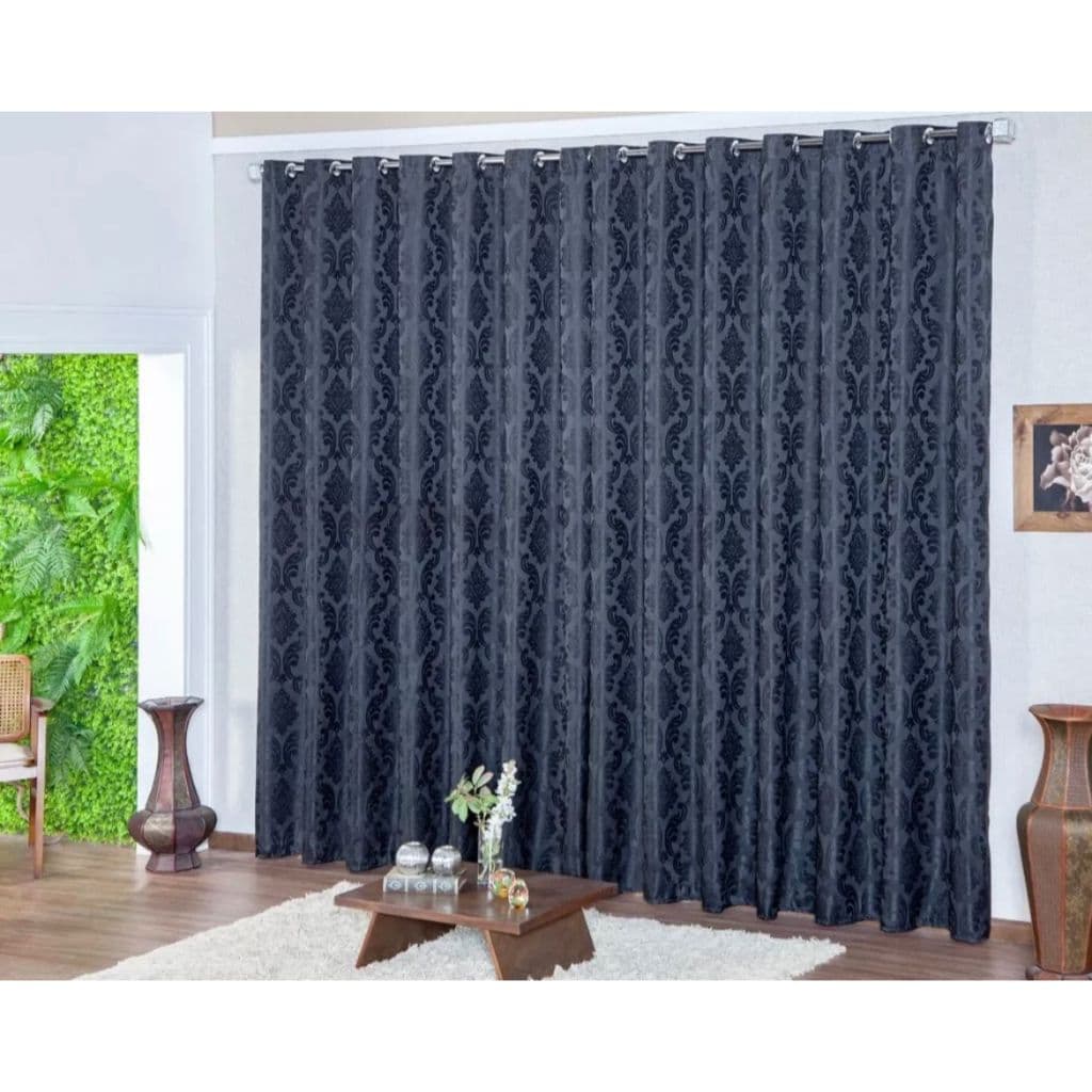Cortina Jacquard Sala E Quarto 6.00 X 2.70mts Varão Simples 28mm