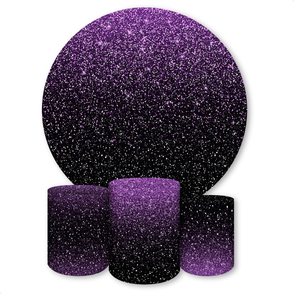 Painel Redondo E Capas De Cilindro Sublimados Diversos Tema Glitter (EFEITO GLITTER FEITO EM SUBÇLIMAÇÃO)