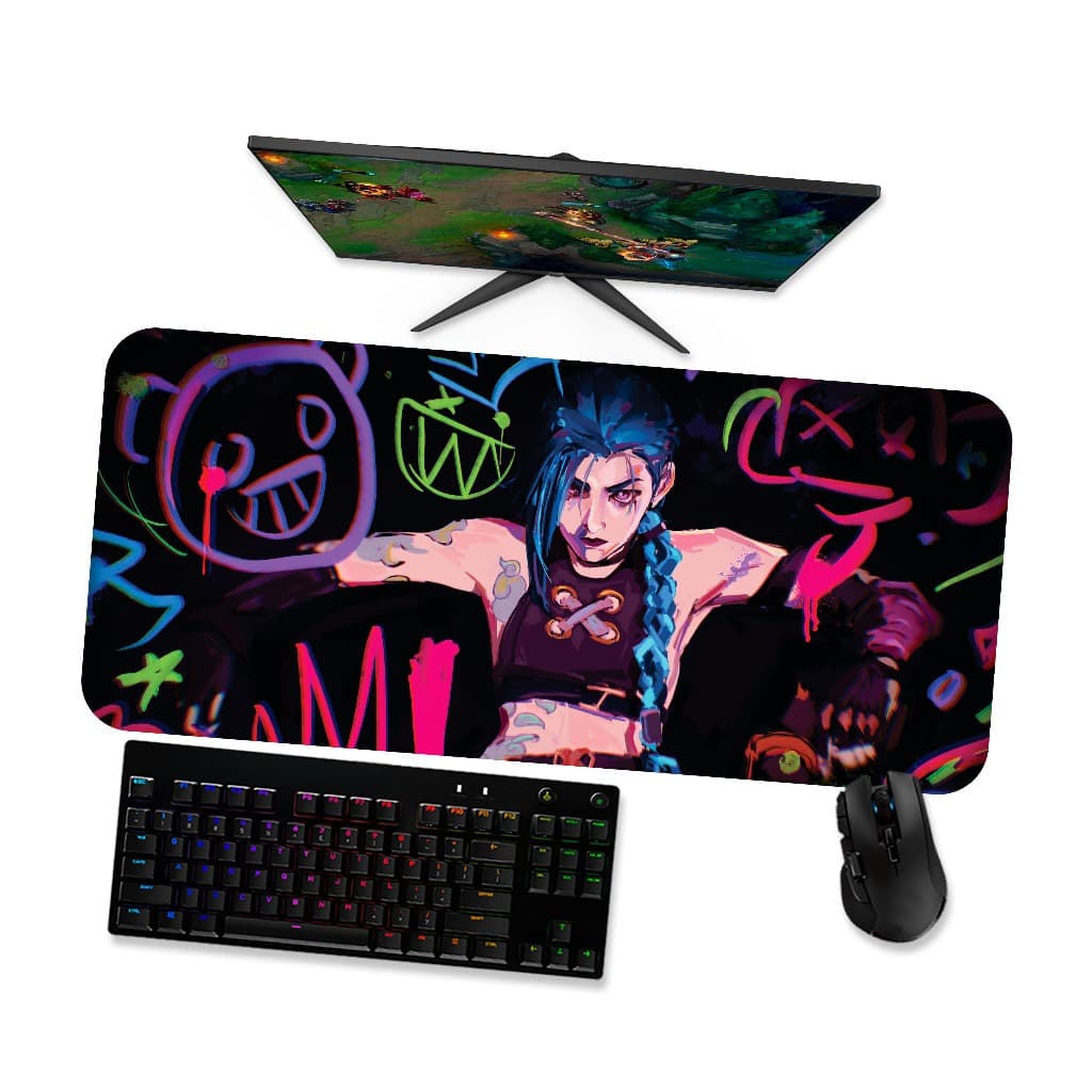 Mousepad Jinx 2 Arcane LOL Speed Costurado Mouse pad Gamer 90x40 70x30 80x40 60x40 45x40