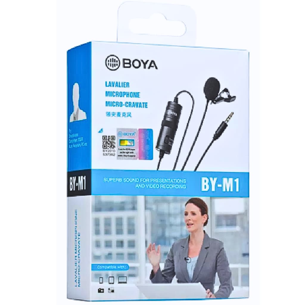 Microfone Lapela Boya BY-M1 condensador omnidirecional preto