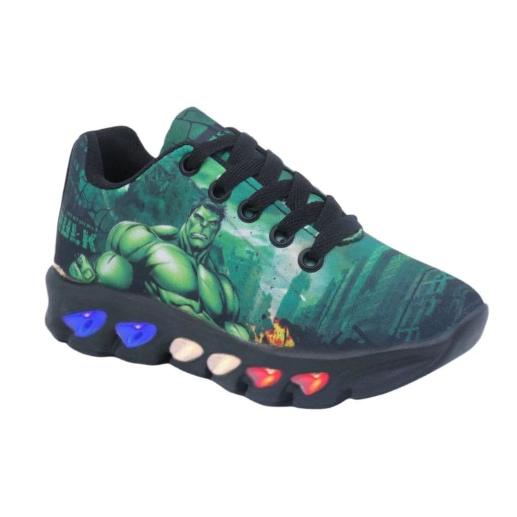 Tenis Led Infantil Hulk Masculino Sola Preta