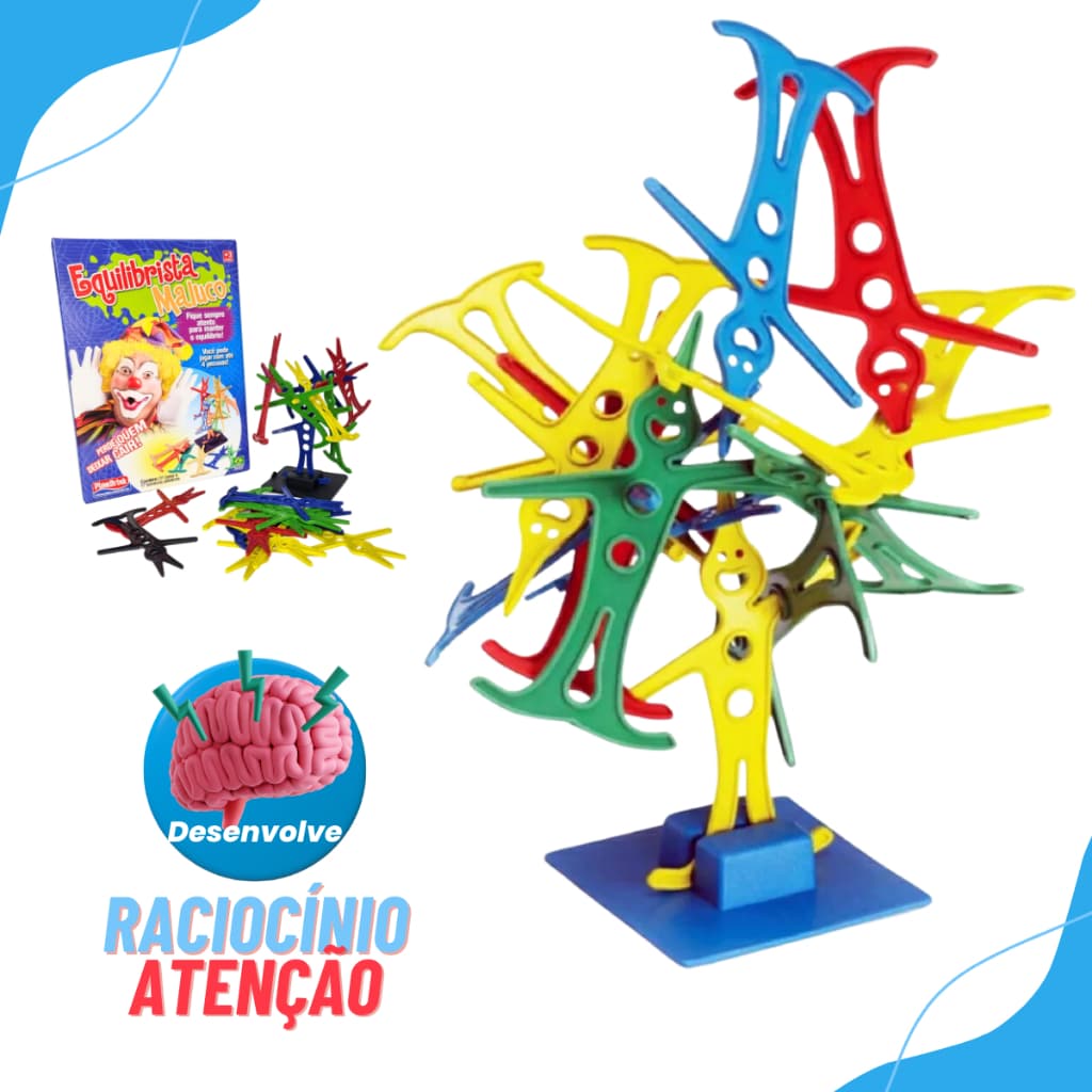 Jogo Equilíbrio de Peças Montagem Equilibrista Maluco Brinquedo Para Coordenação Motora e Raciocínio Lógico infantil