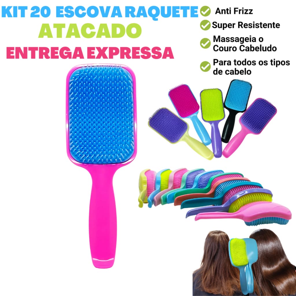 Kit 20 Escovas Raquete Flex