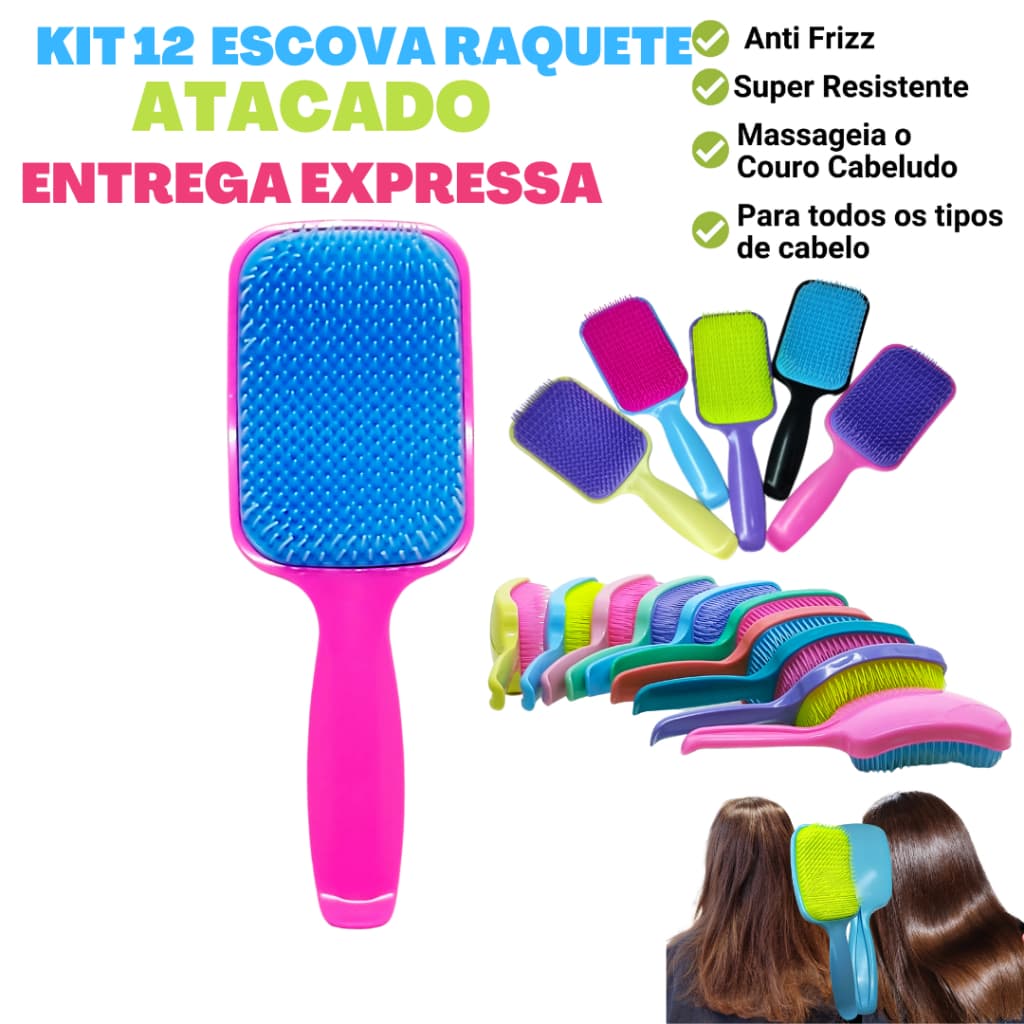 Kit 12 Escovas Raquete Flex