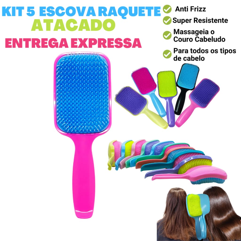 Kit 5 Escovas Raquete Flex