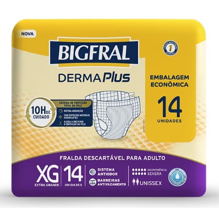 Fraldas Derma Plus Econômica Tamanho XG - 14 Unidades