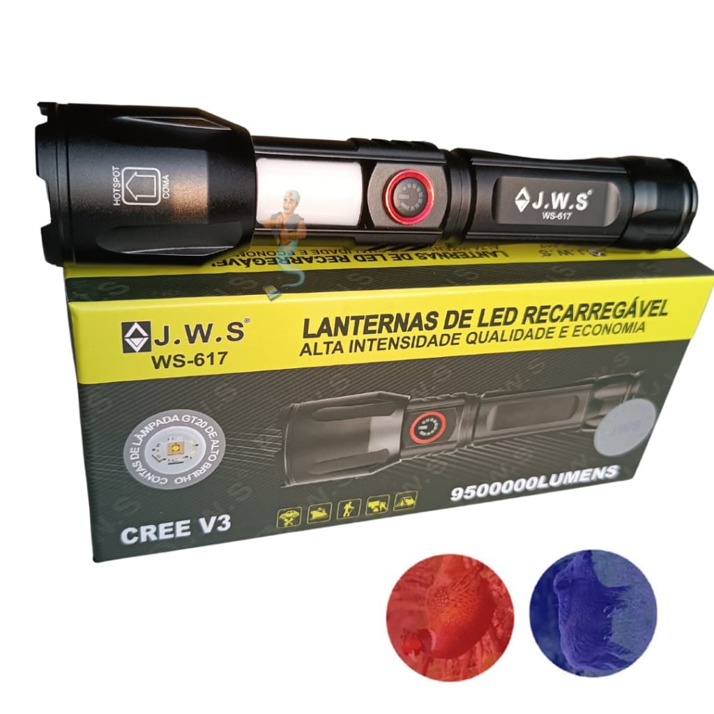Lanterna Tática Militar Led Policial V3 C/ Power Bank Usb