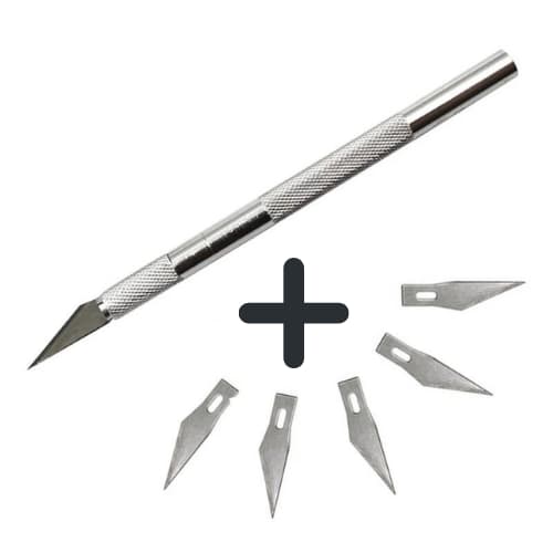 Estilete de Precisão Faca Artesanal de aço Inoxidável Tipo Bisturi + 5 Lâminas Extra